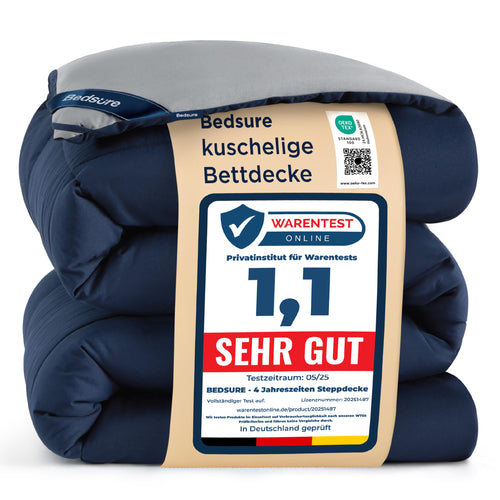 BEDSURE Ganzjahresdecke 155x220 cm für Allergiker, Blau/Grau