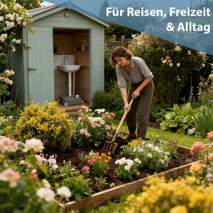 Montafox Mobiles Camping-Waschbecken mit Fusspumpe und 21 L Tank