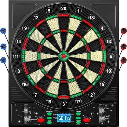 Coanhctm Profi E-Dartscheibe mit Deutscher Stimme. Runde, schwarze E-Dartscheibe zur elektronischen Punktwertung.