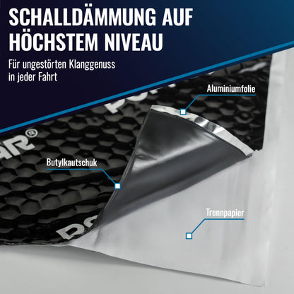 Poppstar Alubutyl Auto-Dämmmatte selbstklebend 2mm, 5m × 40cm
