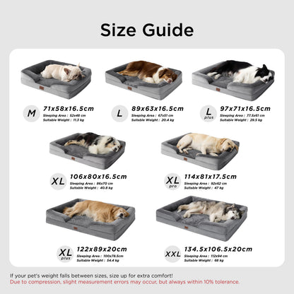 Bedsure Orthopädisches Hundebett 89x63 cm, waschbar, grau
