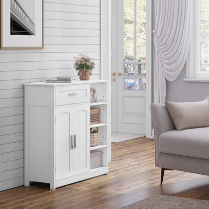 EUGAD Badezimmerschrank schmal - Schublade, 2 Türen, Weiss
