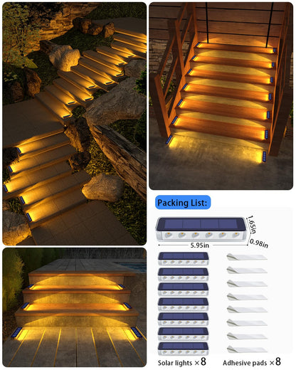 DetarZinLED Solar Bodenleuchten aussen, 8er Set, IP68 warmweiss