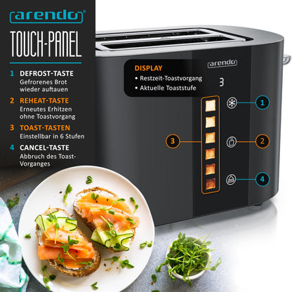 Arendo LEVEL TOUCH Edelstahl Toaster 2 Scheiben mit Touchscreen