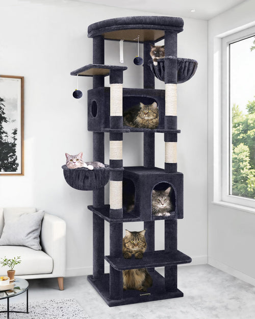 Globlazer S74 Kratzbaum für grosse Katzen, 188 cm, dunkelgrau, bietet grossen Katzen Kletter-, Kratz- und Liegeflächen.