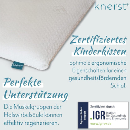 KNERST Kinderkopfkissen ergonomisch mit Memory-Schaum 40x60x6 cm
