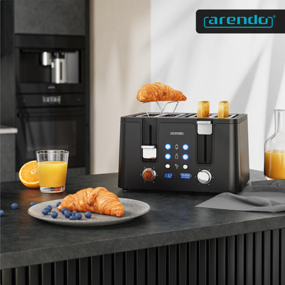 Arendo MANANA X2 Toaster 4 Scheiben Edelstahl, schwarz