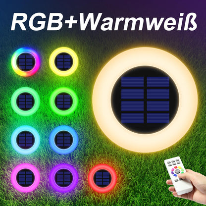 INTELAMP Solarleuchten Garten 6 Stück RGB Warmweiss mit Fernbedienung