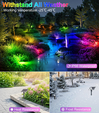 MEIKEE Solarstrahler RGB + Weiss, Gartenleuchte 4 Stück, IP66