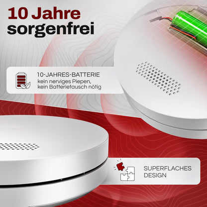 ALPENLUFT Rauchmelder STA-10000, flach, 10-Jahres-Batterie, 10er-Set