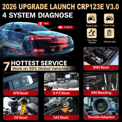 LAUNCH CRP123E V3.0 OBD2 Diagnosegerät für Motor, ABS, SRS, Getriebe