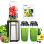 Ganiza GB06 Standmixer 900W Smoothie Maker mit 3 Mixbechern, Vierklingen-Edelstahlmesser, BPA-frei