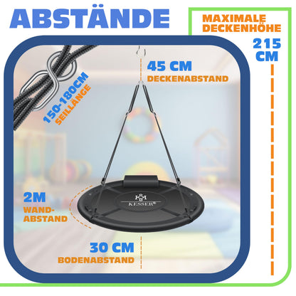 KESSER Nestschaukel Rundschaukel Ø 100cm mit Kissen Anthrazit