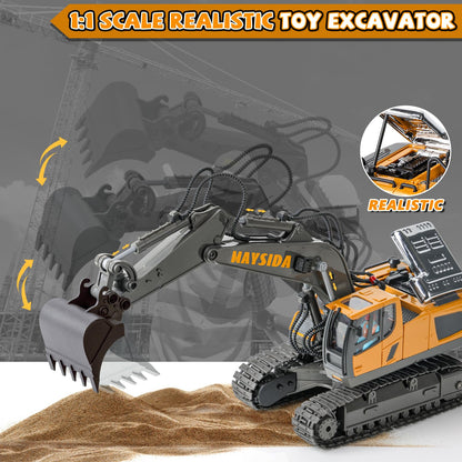 maysida RC Bagger mit Metallschaufel, Licht und Sound, 2,4 GHz