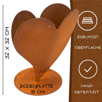 Rostikal Deko-Herz aus Cortenstahl – Edelrost Gartendeko, 32 cm
