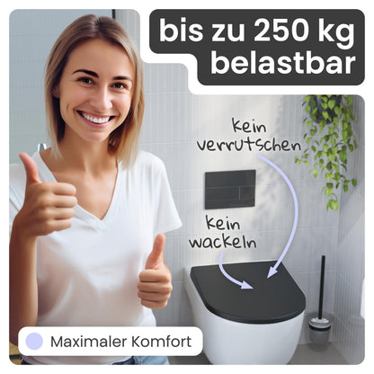 instmaier Helma WC-Sitz aus Duroplast, Absenkautomatik, D-Form, schwar