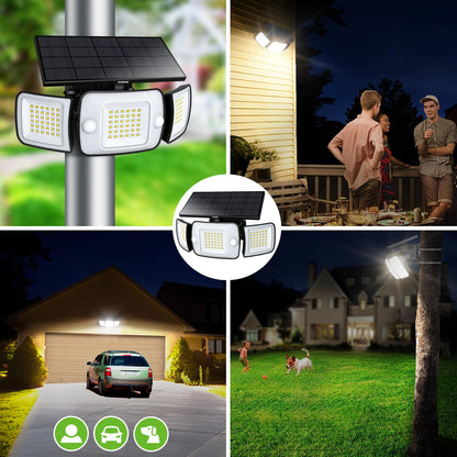 INTELAMP Solarleuchte für Aussen mit Bewegungsmelder, 1200 Lumen, IP65