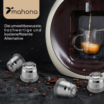 mahona Nachfüllbare Espressokapseln Edelstahl für Nespresso, 2 Stück