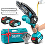 SEESII M6 Pro Mini Kettensäge mit Akku, 6 Zoll, 900 W Motor, kompakte Bauweise mit Schwert und Kette zum Baumschnitt