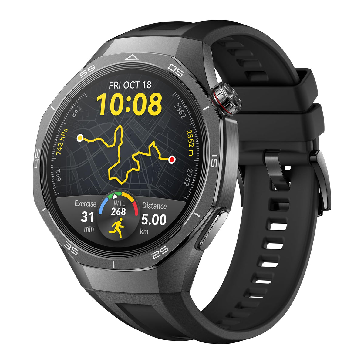 HUAWEI Watch GT 5 Pro Smartwatch 46 mm Schwarz mit EKG und GPS, Gehäuse aus Titanlegierung