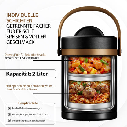 HEEMBURG Thermobehälter aus Edelstahl, 2 L, isolierter Speisebehälter