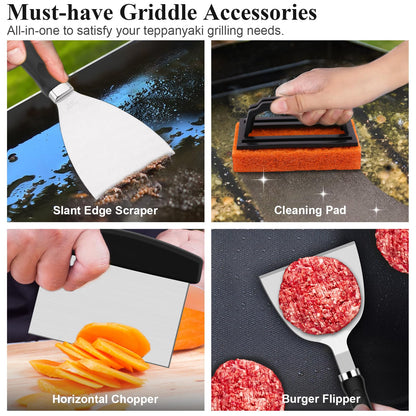 Grilliance Grillspachtel Set 27-teilig, Edelstahl Plancha Zubehör