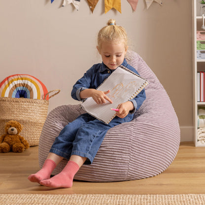Icon Dalton Sitzsack Kinder – Lila, flauschiger Cord Stoff