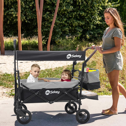 Sekey Bollerwagen Faltbar SS5050 mit Dach - Grau/Schwarz