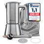 NEVO Espressokocher Induktion aus Edelstahl, 6 Tassen (300 ml), für alle Herdarten geeignet