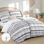 RUIKASI Bettwäsche Baumwolle 4teilig 135x200 cm Grau Boho – Muster mit Streifen, Punkten und Zickzack