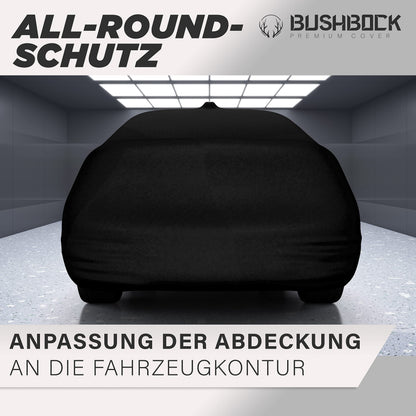 BUSHBOCK® Premium Autoabdeckung Indoor Satin Stoff - Schwarz, L