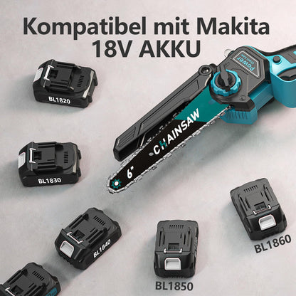 VIWKO Mini Kettensäge FT5 mit 2 Akkus, 6 Zoll, bürstenlos