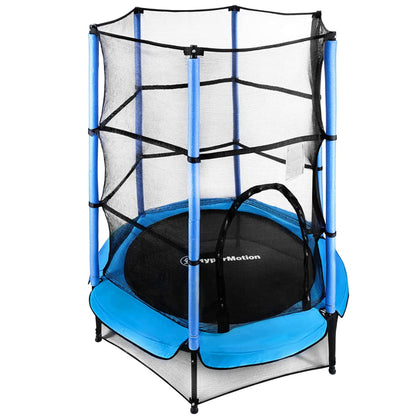 HyperMotion Kindertrampolin 140 cm mit Sicherheitsnetz, Indoor/Outdoor – rund, mit gepolsterten Stangen