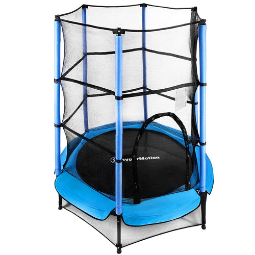 HyperMotion Kindertrampolin 140 cm mit Sicherheitsnetz, Indoor/Outdoor – rund, mit gepolsterten Stangen