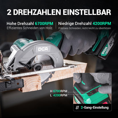 DCA Akku-Handkreissäge ADMY125 20V bürstenlos mit 4,0Ah Akku