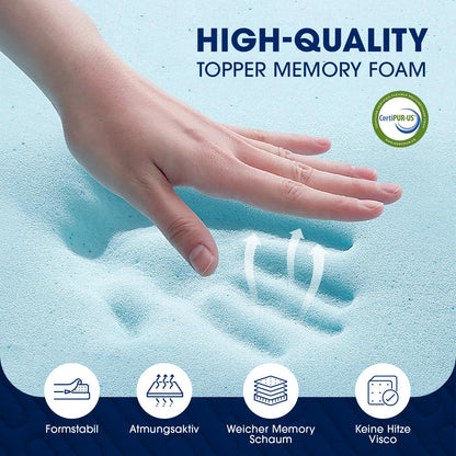 DOPEDIO 7,5cm Gel Memory Foam Matratzen Topper 90x200cm Weiss