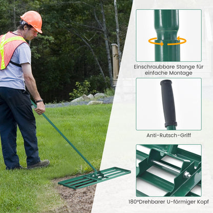 COSTWAY Rasen Nivellierrechen Metall, 91 × 25 cm, ergonomischer Griff
