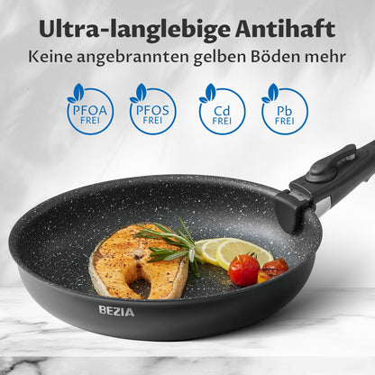 BEZIA Topf- und Pfannenset Induktion mit abnehmbaren Griffen – 10-tlg