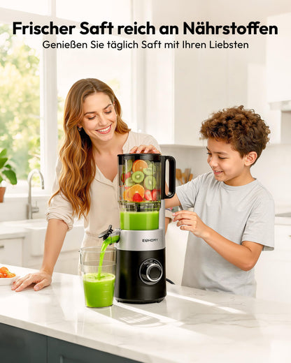 EUHOMY Slow Juicer ZM1909, Entsafter für Gemüse und Obst, 1,8 L