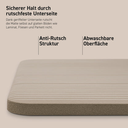 MSPORTS Gymnastikmatte Premium 190 x 100 cm NBR Beige-Caramel