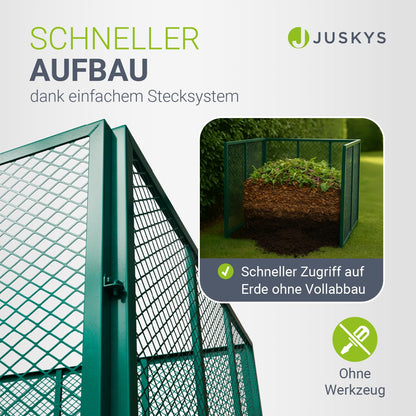 Juskys Metallkomposter 800 L aus verzinktem Stahl, dunkelgrün
