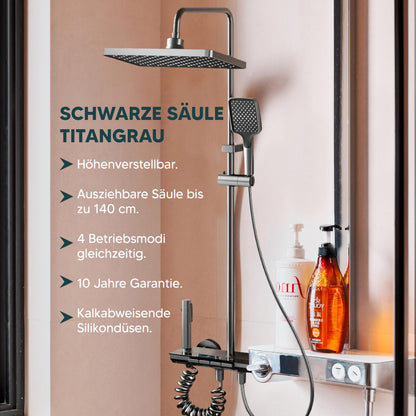 INEX EUROPA Quadratische Regendusche mit Armatur Edelstahl