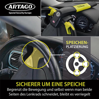 Artago 870 Lenkradkralle 2in1 mit Alarm, 120 dB und LED