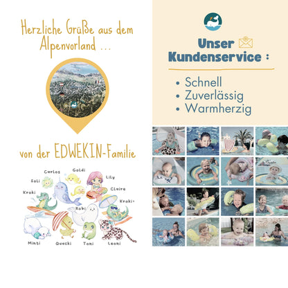 EDWEKIN Baby-Schwimmtrainer Ente mit abnehmbarem Sonnendach UPF 50+