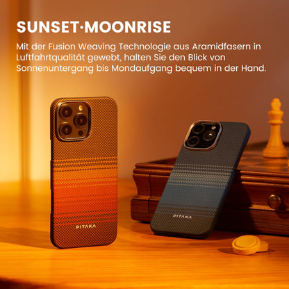 Pitaka iPhone 16 Pro Hülle Aramidfaser Magsafe – Sonnenuntergang