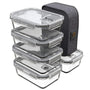 GENICOOK Lunchbox Bento Brotdose Glas 5 x 840 ml mit Lunchtasche, BPA-frei, für Meal Prep