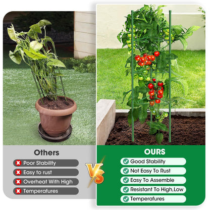 MQUPIN Tomaten Rankhilfe 130 cm Metall, 6 Stück, höhenverstellbar