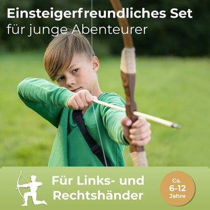 BOWRILLA Pfeil und Bogen Set für Kinder mit 10 Pfeilen und Köcher