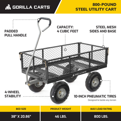 Gorilla Wandelbarer Garten-Transportwagen 362.9 kg – Schwarz
