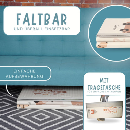 HuBorns Spielmatte Baby faltbar 200x180 cm, wendbar, Weltkarte